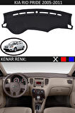 Kia Rio Pride 2005-2011 İçin Uygun Torpido Koruma Halısı Siyah Kenar Renk Siyah