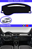 Skoda Rapid 2012+ İçin Uygun Torpido Koruma Halısı Siyah Kenar Renk Mavi