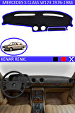 Mercedes S Class W 123 1976-1984 İçin Uygun Torpido Koruma Halısı Siyah Kenar Renk Mavi