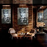 Saatli Atatürk Cam Tablo