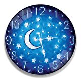 Gece Ay Yıldız Cam Saat - 40 cm