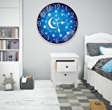 Gece Ay Yıldız Cam Saat - 40 cm