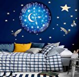Gece Ay Yıldız Cam Saat - 40 cm