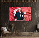 Atatürk ve Bayrak Cam Tablo