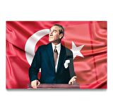 Atatürk ve Bayrak Cam Tablo