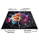 Renkli Gül Cam Saat - 40 cm