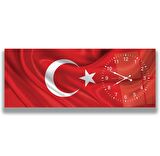 Saatli Al Bayrak Cam Tablo