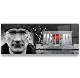 Saatli Mustafa Kemal Atatürk Cam Tablo