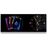 Saatli İskambil Kağıdı Cam Tablo