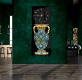 Saatli Antik Vazo Cam Tablo