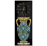 Saatli Antik Vazo Cam Tablo