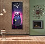 Saatli Neon Kedi Cam Tablo