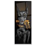 Köpek Tasmalı Cam Tablo