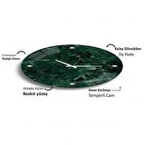 Yeşil Mermer Cam Saat - 60 cm