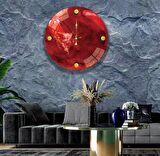 Kırmızı Mermer Cam Saat - 60 cm