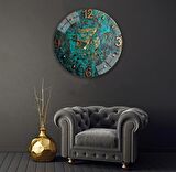Yeşil Vintage Cam Saat - 60 cm