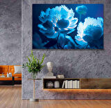 3D Mavi Çiçekler Kanvas Tablo