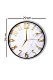 Beyaz Mermer Duvar Saati - 29 cm