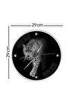 Leopar Duvar Saati - 29 cm