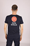 Lacivert 112 Acil Sağlık V Yaka Tişört Unisex
