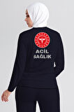 Lacivert 112 Acil Sağlık Bisiklet Yaka Uzun Kollu Tişört Unisex