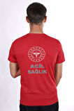 Kırmızı 112 Acil Sağlık Dry Touch Bisiklet Yaka Tişört Unisex