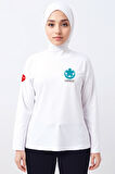 Beyaz UMKE Bisiklet Yaka Uzun Kollu Tişört Unisex