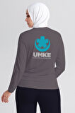 Gri UMKE Bisiklet Yaka Uzun Kollu Tişört Unisex