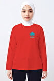 Kırmızı UMKE Bisiklet Yaka Uzun Kollu Tişört Unisex