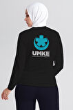 Siyah UMKE Bisiklet Yaka Uzun Kollu Tişört Unisex