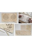 Montessori Kalemli Tablalı Iki El Kas Hareketleri Için Çizgi Çalışma Şablonları