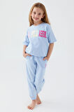 Sea Blue Mavi Kız Çocuk Kısa Kol Pijama Takım