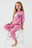 . Sea Blue Beyaz Kız Çocuk Kısa Kol Pijama Takım