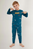 Rolypoly Roar Men Mavi Erkek Çocuk Uzun Kol Pijama Takım