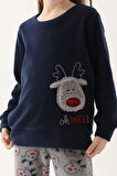 Arnetta Oh Deer Lacivert Kız Çocuk Uzun Kol Pijama Takım