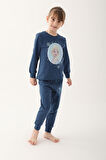 Frozen Koyu İndigo Kız Çocuk Uzun Kol Pijama Takım
