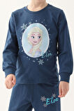 Frozen Koyu İndigo Kız Çocuk Uzun Kol Pijama Takım