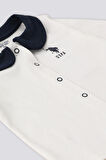 U.S. Polo Assn Krem Çıtçıtlı Gömlek Yaka Patikli Alt  Bebek 3Lü Takım