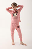 Minnie Mouse Retro Pembe Kız Çocuk Uzun Kol Pijama Takım