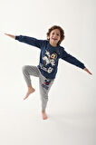 Mickey Mouse Koyu İndigo Erkek Çocuk Uzun Kol Pijama Takım
