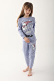 Snoopy Açık İndigo Kız Çocuk Uzun Kol Pijama Takım