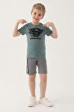 SuperMan L1644-3 Erkek Çocuk Kapri Takım Pastel Yeşil