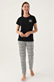 Pierre Cardin Good Siyah Kadın Kısa Kol Pijama Takımı