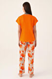 Pierre Cardin Orange Turuncu Kadın Kısa Kol Pijama Takımı