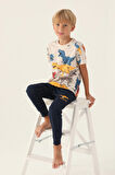 RolyPoly Dinosaur Krem Erkek Çocuk Pijama Takımı