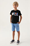U.S. Polo Assn Lisanslı Colourful Siyah Erkek Çocuk Bermuda Takım