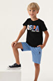 U.S. Polo Assn Lisanslı Colourful Siyah Erkek Çocuk Bermuda Takım