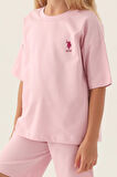 U.S. Polo Assn Lisanslı Simple Toz Pembe Kız Çocuk Bermuda Takım
