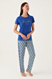 Arnetta Perfection Mavi Kadın Kısa Kol Pijama Takımı