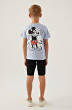 Mickey Mouse Stıl Mavi Erkek Çocuk Bermuda Takım